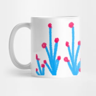 Blue red watercolor floral leaf art Mug